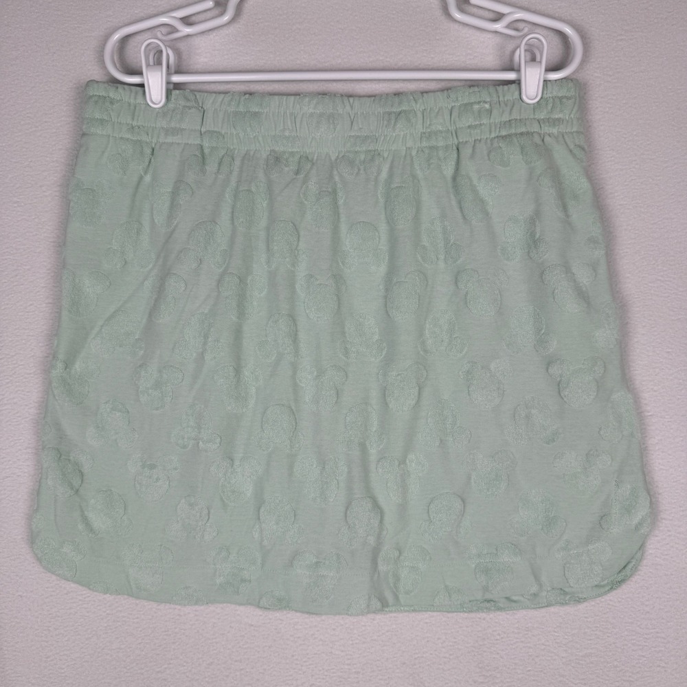 NEW Disney Mickey Mouse Womens M Mint Green Embossed Terry Cloth Skort - Picture 2 of 10